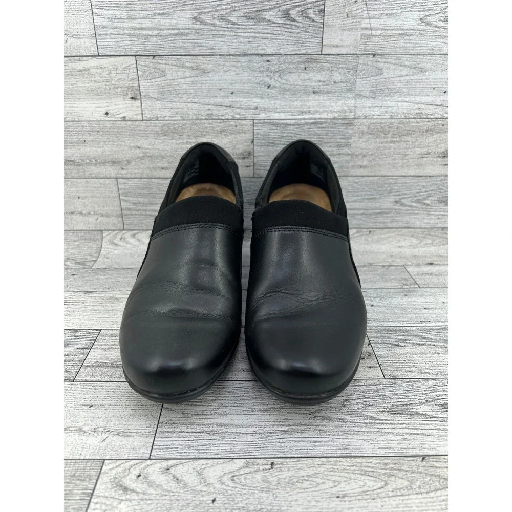 Clarks Collection Ultimate‎ Comfort Black Leather Slip On Loafers Women Sz 6.5M